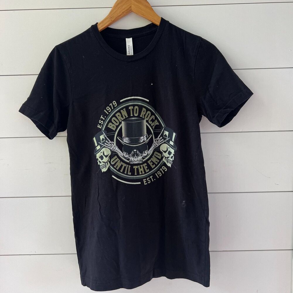 Born to Rock Until the End 1979 Black 100% Cotton T-Shirt Women's Small